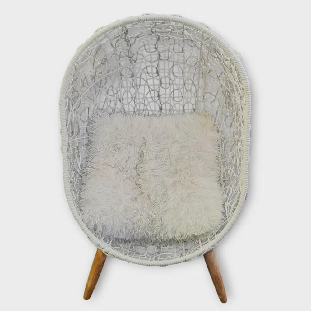 Puppy Pets Small Dogs Rattan Basket Wicker Egg Lounge Chair White Waterproof